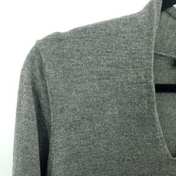 Eileen Fisher 100% Merino Wool V-neck Asymmetrical Sweater S Gray/Black - Picture 7 of 16